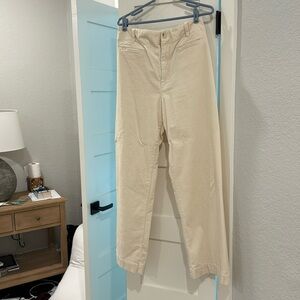 Anthro MAEVE Colette ivory corduroy full length wide leg pants, size 31